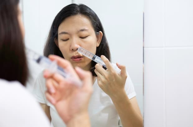 วิธีล้างจมูกที่ถูกต้องด้วยน้ำเกลือ ลดฝุ่น PM 2.5