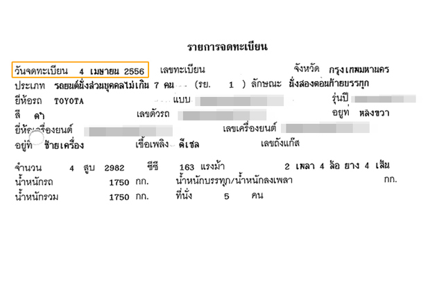 การนับอายุการใช้งานของรถ ก่อนเข้ามาตรวจสภาพรถ