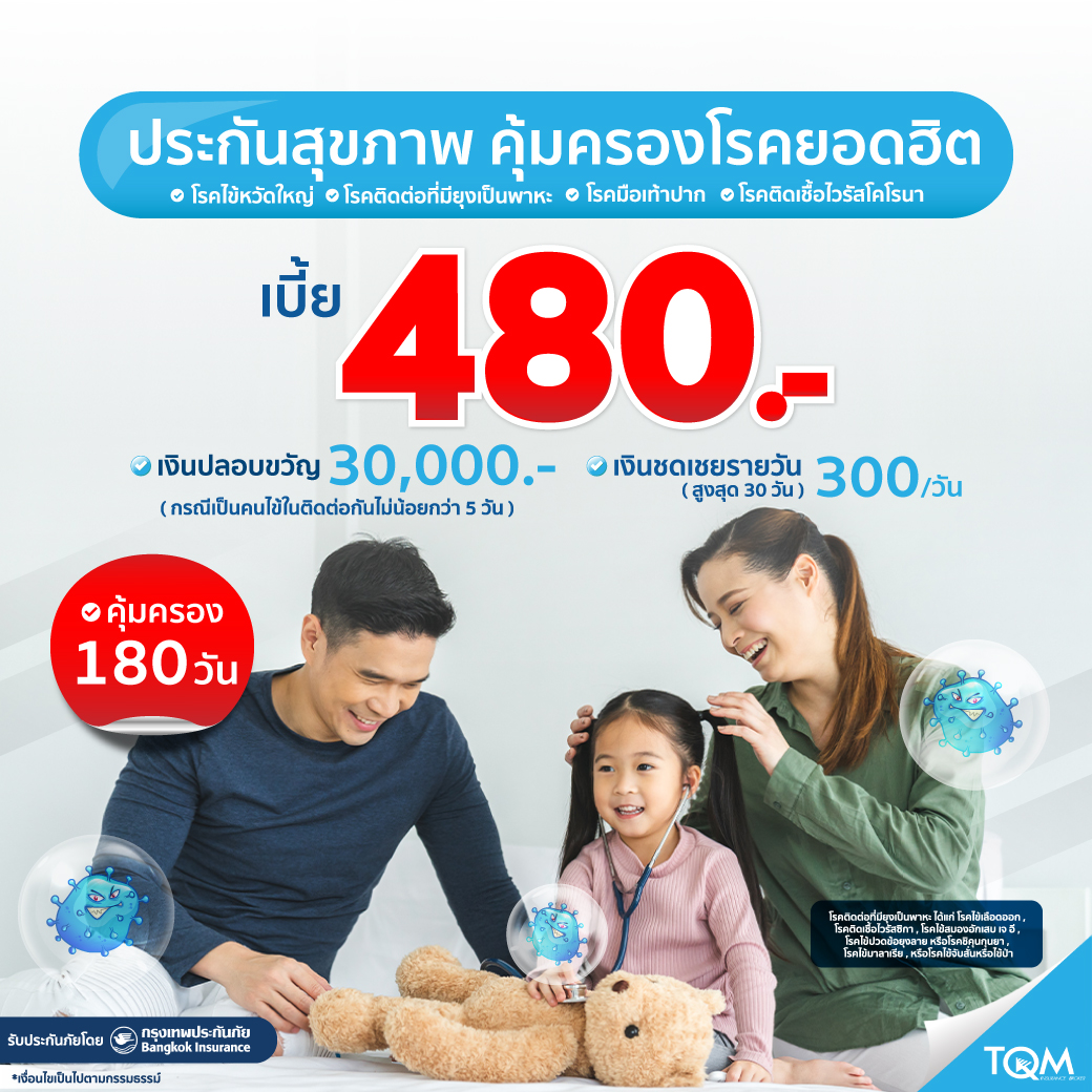 ประกันสุขภาพ คุ้มครองโรคยอดฮิต รายเดือน